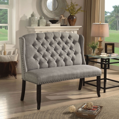 Sania Rustic Antique Black/Light Gray 2-Seater Loveseat Bench Model CM3324BK-LG-BN by Furniture of America