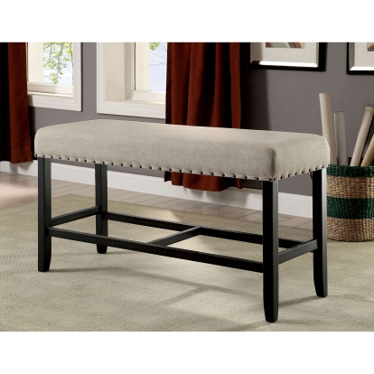 Sania Rustic Antique Black/Beige Counter Height Bench Model CM3324BK-PBN by Furniture of America