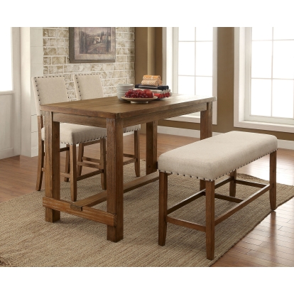 Sania Rustic Oak 5 Piece Counter Height Dining Table Set Model CM3324PT-5PC by Furniture of America