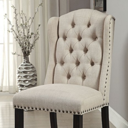 Furniture Of America Sania Rustic Linen-Like, Solid Wood, Others Antique Black/Beige Side Chair (2/Box) | CM3324BK-SC-2PK