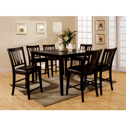 Bridgette Transitional Espresso 7 Piece Sq. Counter Height Table Set Model CM3325PT-7PC by Furniture of America