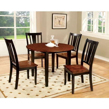 Dover Transitional Black/Cherry 5 Piece Round Dining Table Set Model CM3326BC-RT-5PC by Furniture of America