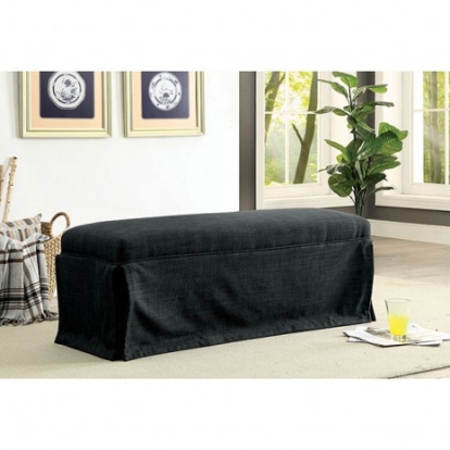 Furniture Of America Kortrijk Transitional Linen-Like, Solid Wood, Others Dark Gray Bench | CM3341BN-DG-3A