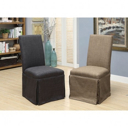 Furniture of America Kortrijk Brown Brown Linen-Like Solid with Wood Side Chair Model CM3341SC-BR-2PK-3A