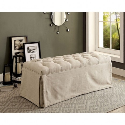 Furniture of America Payson Transitional Linen-Like Solid with Wood Beige Bench Model CM3342BN-BG-3A