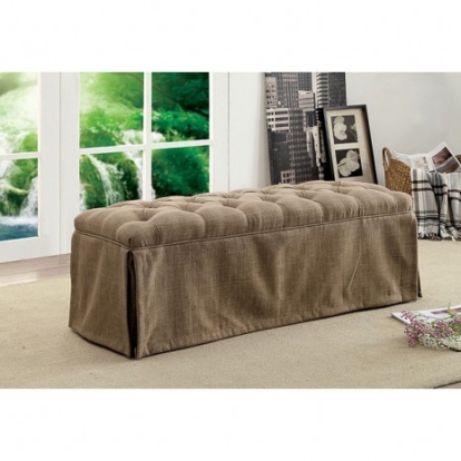 Furniture of America Payson Transitional Linen-Like Solid with Wood Brown Bench Model CM3342BN-BR-3A