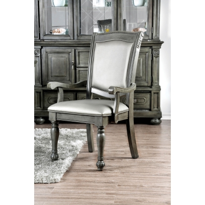 Alpena Transitional Gray/Silver Arm Chair (Set of 2) Model CM3350GY-AC-2PK by Furniture of America