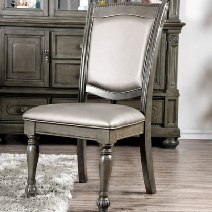 Furniture of America Alpena Transitional Leatherette Solid with Wood Veneer Gray-Silver Side Chair (2-Ctn) Model CM3350GY-SC-2PK