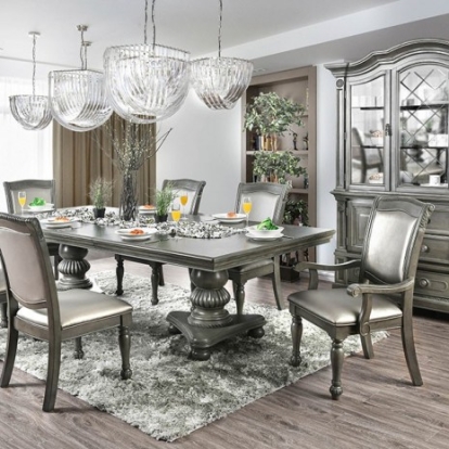 Furniture Of America Alpena Transitional Solid Wood, Wood Veneer, Others Gray Dining Table | CM3350GY-T-TABLE