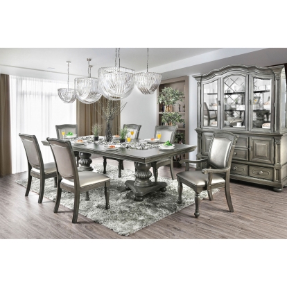 Alpena Transitional Gray 7 Piece Dining Table Set (Includes 2 Arm Chairs & 4 Side Chairs) Model CM3350GY-T-7PC by Furniture of America
