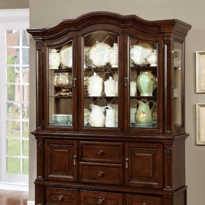 Furniture of America Alpena Transitional Solid with Wood Veneer Brown Cherry Hutch & Buffet Model CM3350HB-SET