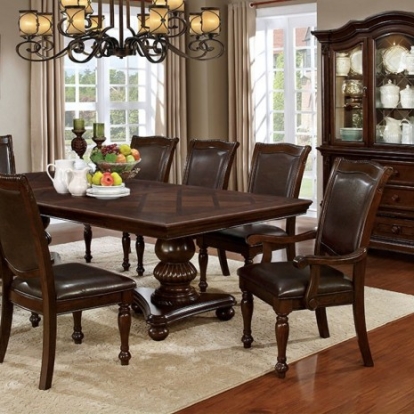 Furniture of America Alpena Transitional Solid with Wood Veneer Brown Cherry Dining Table Model CM3350T-TABLE