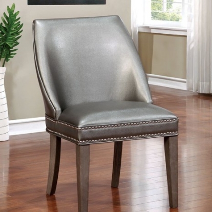 Furniture Of America Sturgis Contemporary Leatherette Dark Gray Arm Chair (2/Box) | CM3352WC-2PK