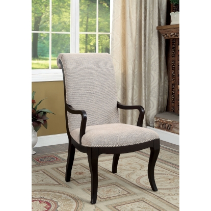 Ornette Transitional Espresso/Beige Arm Chair (Set of 2) Model CM3353AC-2PK by Furniture of America