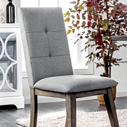 Furniture of America Abelone Rustic Fabric with Wood Gray-Light Gray Side Chair (2-Box) Model CM3354GY-SC-2PK-VN
