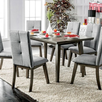 Furniture Of America Abelone Rustic Solid Wood, Wood Veneer, Others Gray Rectangular Table | CM3354GY-T-VN