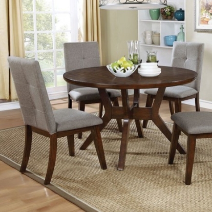 Furniture of America Abelone Rustic Solid with Wood Veneer Walnut-Gray Round Dining Table Model CM3354RT-VN