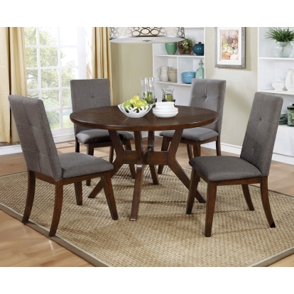 Abelone Rustic Walnut/Gray 5 Piece Round Dining Table Set Model CM3354RT-5PC by Furniture of America