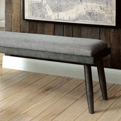 Furniture of America Vilhelm Mid-Century Modern Linen-Like Metal Gray Bench Model CM3360BN