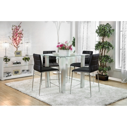Richfield Contemporary Silver/Chrome 5 Piece Counter Height Table Set Model CM3362PT-5PC-BK by Furniture of America