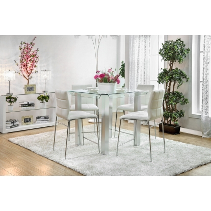 Richfield Contemporary Silver/Chrome 5 Piece Dining Table Set Model CM3362PT-5PC by Furniture of America