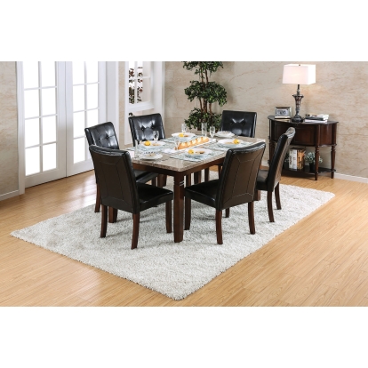 Marstone Transitional Brown Cherry/Black 7 Piece Dining Table Set Model CM3368T-7PC by Furniture of America
