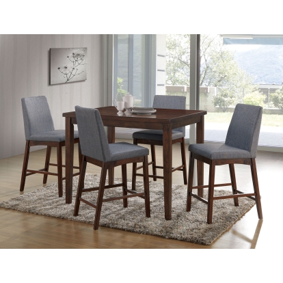 Marten Mid-Century Modern Brown Cherry/Gray 5 Piece Counter Height Dining Table Set Model CM3372PT-5PC by Furniture of America