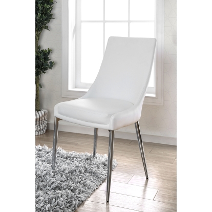 Izzy Contemporary Silver/White Side Chair Model CM3384WH-SC-2PK by Furniture of America