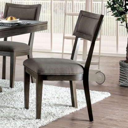 Furniture Of America Leeds Rustic Fabric, Solid Wood, Wood Veneer, Others Gray Side Chair (2/Ctn) | CM3387SC-2PK