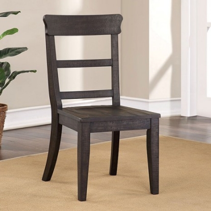 Furniture Of America Leonidas Rustic Solid Wood Antique Black Side Chair (2/Box) | CM3389BK-SC-2PK