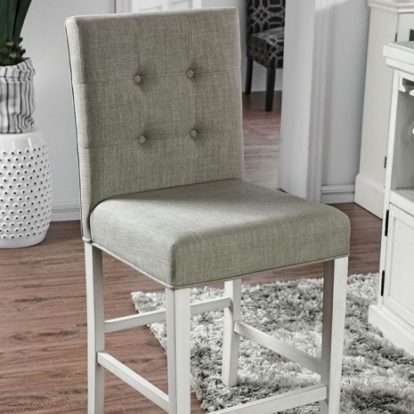 Furniture Of America Sutton Transitional Fabric, Solid Wood, Others Antique White Counter Ht. Chair (2/Ctn) | CM3390PC-2PK
