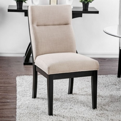 Furniture Of America Jasmin Contemporary Leatherette, Solid Wood, Others Black/Beige Side Chair (2/Ctn) | CM3393SC-2PK