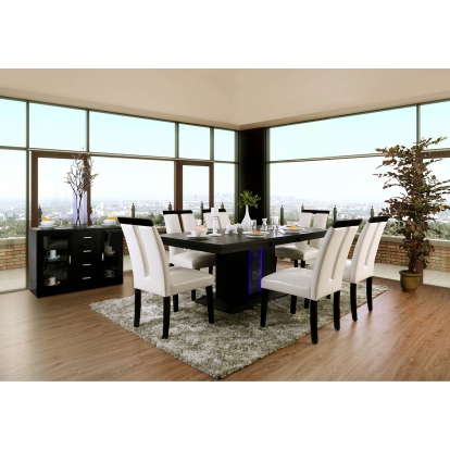 Evangeline Contemporary Black/Beige 7 Piece Dining Table Set Model CM3394T-7PC by Furniture of America