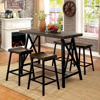 Lainey Industrial Weathered Medium Oak/Black Counter Height Table Model CM3415PT by Furniture of America