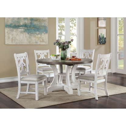 Auletta Rustic Distressed White/Gray Round Dining Table Model CM3417GY-RT by Furniture of America