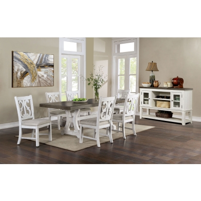 Auletta Rustic Distressed White/Gray Dining Table Model CM3417GY-T-TABLE by Furniture of America