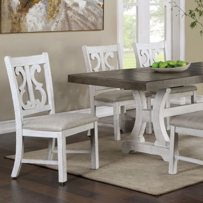Furniture of America Auletta Rustic Solid with Wood Veneer Distressed White-Gray Dining Table Model CM3417GY-T-TABLE
