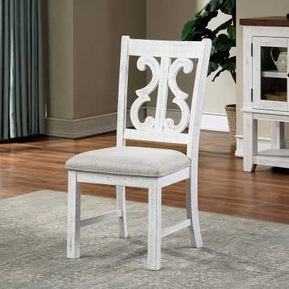 Auletta Rustic Distressed White/Gray Side Chair (Set of 2) Model CM3417SC-2PK by Furniture of America