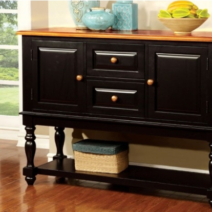 Furniture Of America Mayville Transitional Solid Wood, Wood Veneer, Others Black/Antique Oak Server | CM3431SV