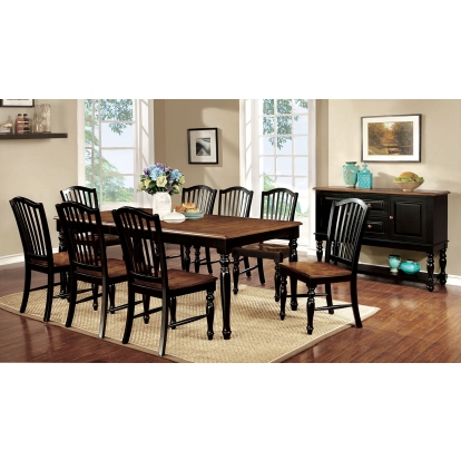 Mayville Transitional Black/Antique Oak Dining Table with 1 X 18" Leaf Model CM3431T by Furniture of America