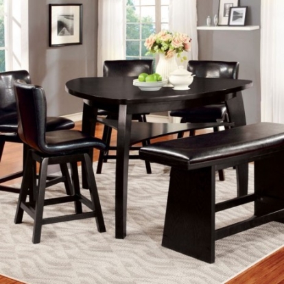 Furniture Of America Hurley Contemporary Leatherette, Solid Wood, Wood Veneer, Others Black Counter Ht. Table | CM3433PT