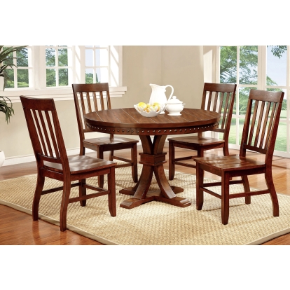 Foster Transitional Dark Oak 5 Piece Dining Table Set Model CM3437RT-5PC by Furniture of America