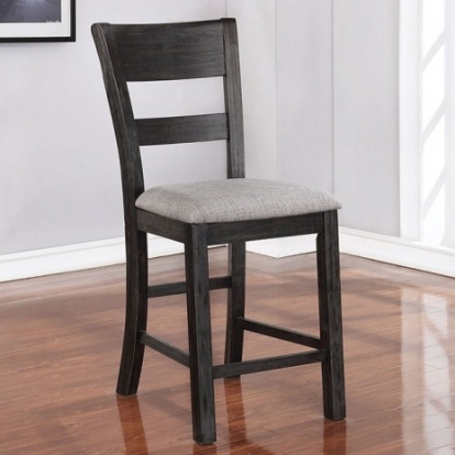 Furniture Of America Sania Rustic Fabric, Solid Wood, Wood Veneer, Others Antique Black Counter Ht. Side Chair (2/Ctn) | CM3445PC-2PK