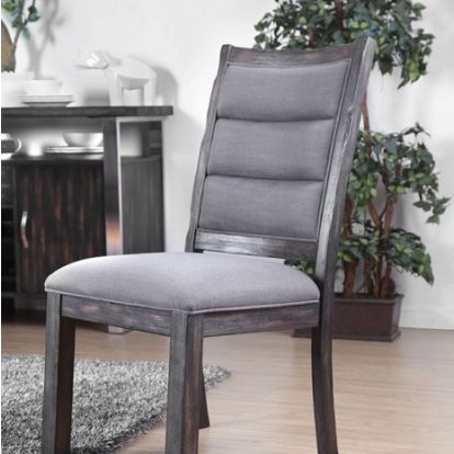 Furniture Of America Mandy Rustic Linen-Like, Solid Wood, Wood Veneer, Others Gray Side Chair (2/Ctn) | CM3451GY-SC-2PK