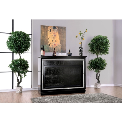 Alena Transitional Black/Silver Bar Table with LED Touch Light & Mirror Model CM3452BK-BT by Furniture of America