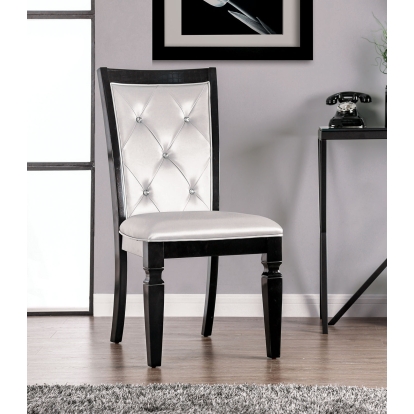 Alena Transitional Black/Silver Side Chair (Set of 2) Model CM3452BK-SC-2PK by Furniture of America