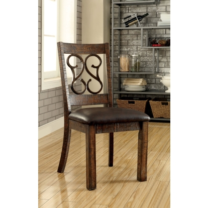 Paulina Transitional Rustic Walnut/Espresso Side Chair (Set of 2) Model CM3465SC-2PK by Furniture of America