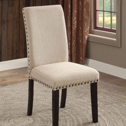 Furniture of America Dodson Transitional Fabric Solid with Wood Black-Beige Side Chair (2-Box) Model CM3466SC-2PK