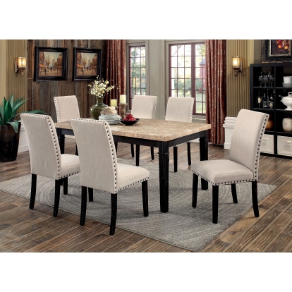 Dodson Transitional Black/Beige 6 Piece Dining Table Set with Bench Model CM3466T-6PC by Furniture of America
