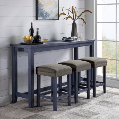Caerleon Rustic Antique Blue/Gray 4 Piece Counter Height Table Set Model CM3474BL-PT-4PK by Furniture of America